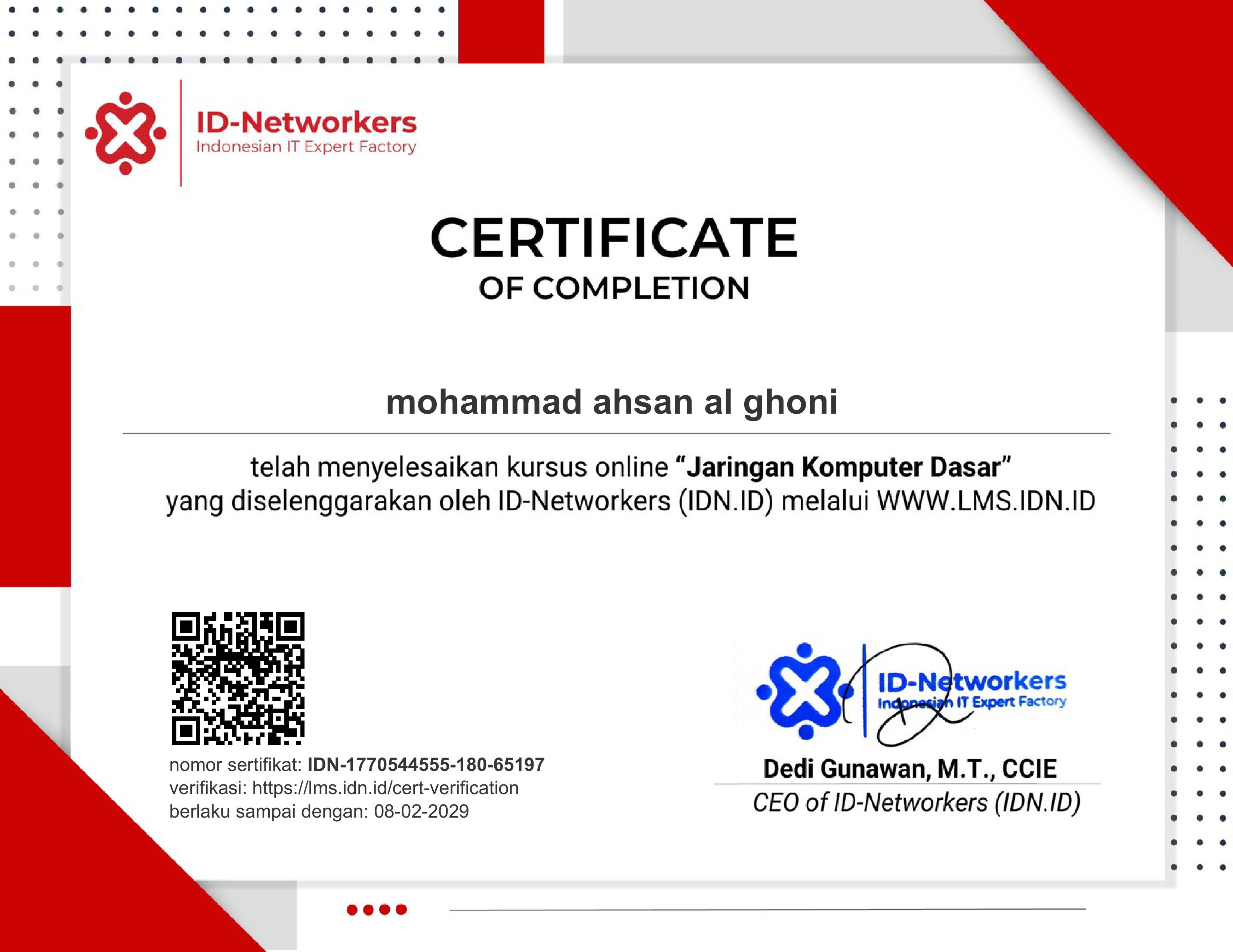 Sertifikat Jaringan Komputer Dasar ID-Networkers